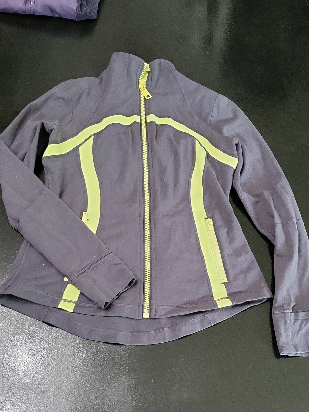 lululemon athletica Purple Bomber Jacket with Lime Accents